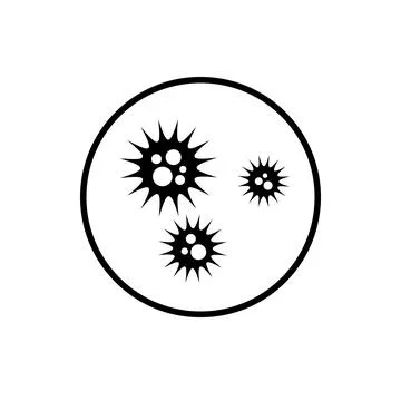 Virus circle icon. Black, round, minimalist icon isolated on white background Stock Illustration