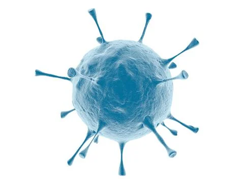 Virus close up, isolated on white background. 3d rendering. Stock Illustration
