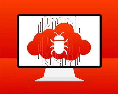 Virus cloud. Searching virus. Microbe icon. Cyber secure Illustrazione stock