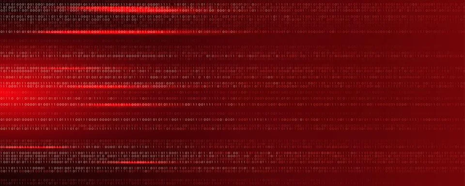 Virus Code Flow Red Binary Code Bug Cyber Attack Pattern. Malware Attack Stock Illustration