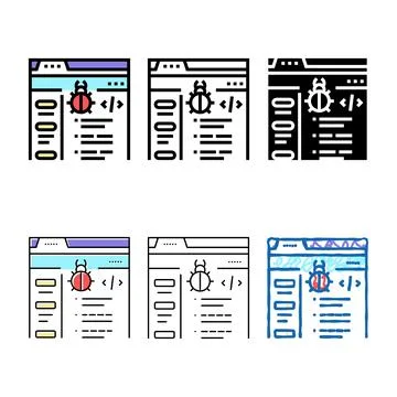 Virus coding development color forms icon vector Illustrazione stock