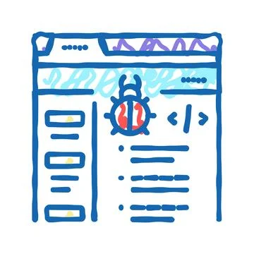 Virus coding development icon doodle illustration Stock Illustration