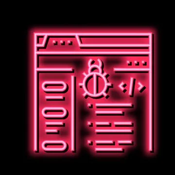 Virus coding development neon glow icon illustration Stock Illustration