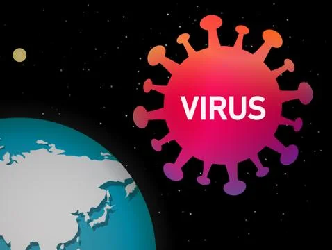 Virus coming to attack our world, vector Stock Illustration