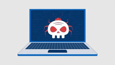 Virus computer bug on laptop 2D animation Stock Footage 310078947