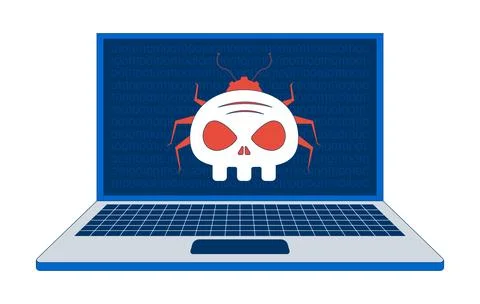 Virus computer bug on laptop 2D illustration concept イラスト素材