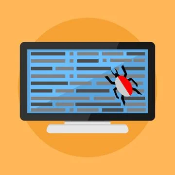 Virus on computer concept illustration. Malmware, worm. Stock Illustration