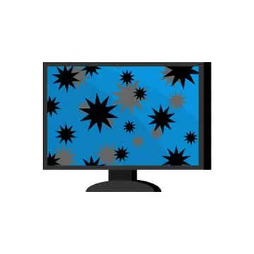 Virus in computer. Cyber attack for pc. Blocked Data processor does not work. Illustrazione stock