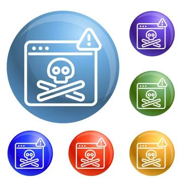 Virus computer danger icons set vector 스톡 일러스트