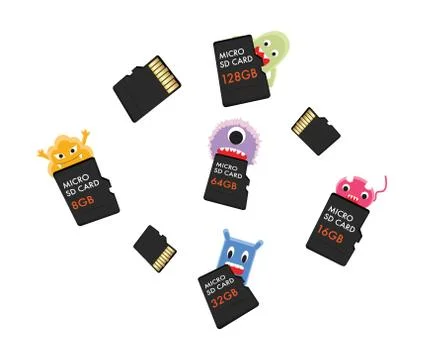 Virus computer eating micro SD memory card Stockillustratie