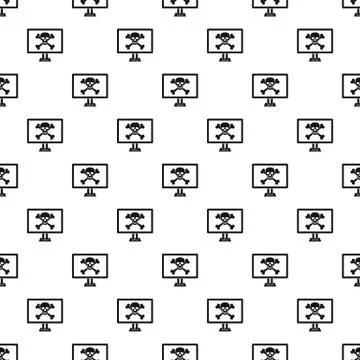 Virus on computer pattern, simple style Stock Illustration