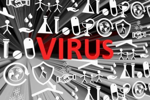 VIRUS concept blurred background 3d render illustration Stock Illustration