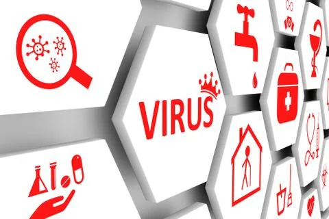 VIRUS concept cell background 3d illustration Stock Illustration