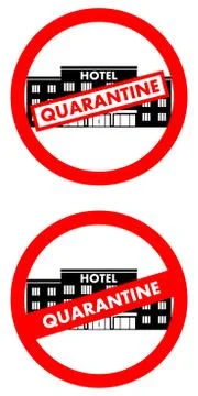 Virus concept. Stop sign on the background of hotel building isolated on white Stock Illustration