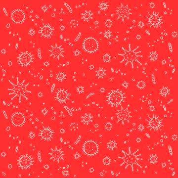 Virus, Coronavirus. Background, pattern, frame with outline Molecules and cel Stock Illustration