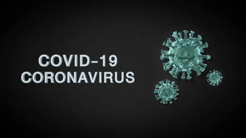 Virus COVID-19 on black background Coronaviruses dangerous flu strain cases as a Stock Footage 142672385