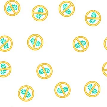 Virus in crossed out sign vector seamless pattern Stock Illustration