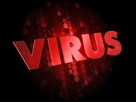Virus on Dark Digital Background. Illustrazione stock