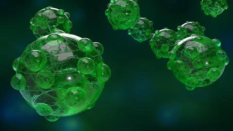 Virus in dark tone 3d rendering for  medicine  and  healthcare content. Stock Illustration