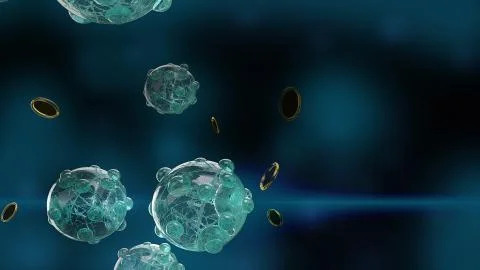 Virus in dark tone 3d rendering for  medicine  and  healthcare content. Stock Illustration