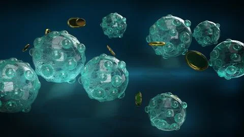 Virus in dark tone 3d rendering for  medicine  and  healthcare content. Stock Illustration