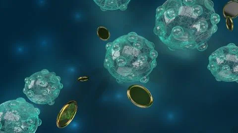 Virus in dark tone 3d rendering for  medicine  and  healthcare content. Stock Illustration