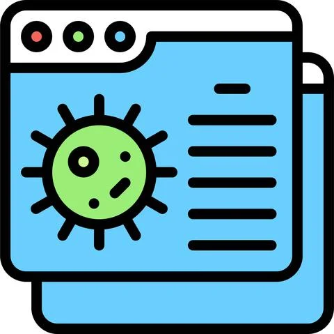 Virus data on application icon, Vaccine Development related vector Stock Illustration