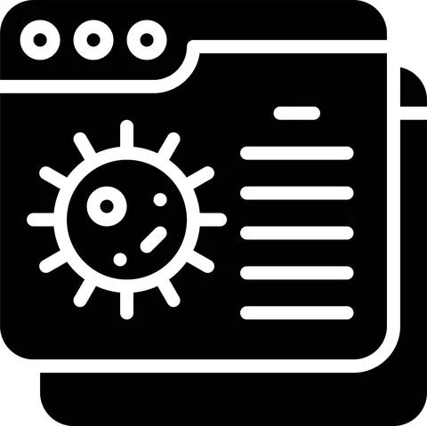 Virus data on application icon, Vaccine Development related vector Stock Illustration