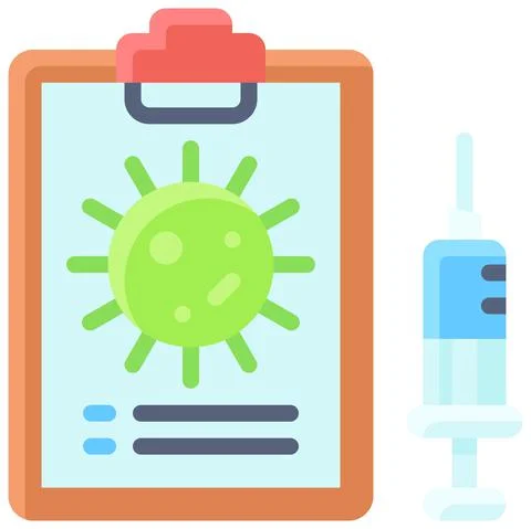 Virus data icon, Vaccine Development related vector Illustrazione stock