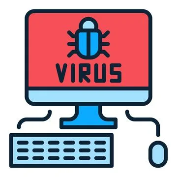 Virus on Desktop Computer vector colored icon or symbol Stockillustratie