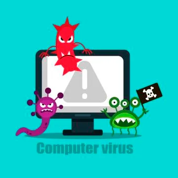 A virus that destroys a computer. Vector illustration Stock Illustration