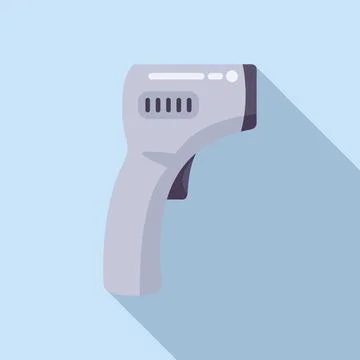 Virus detect laser thermometer icon flat vector. Scanner distance Stock Illustration