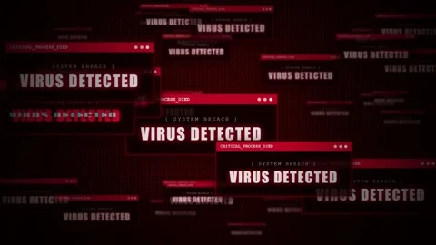 Virus Detected Computer Security Warning Message Background Loop Stock Footage 336617570