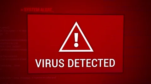 VIRUS DETECTED Display On Red Screen - Device Security Program Identified Stock Footage 305730521
