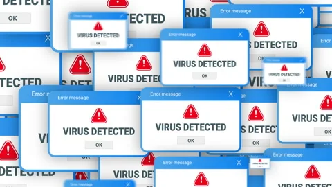 Virus detected Many Windows - 2D Transition animation background. Video stock 232837434