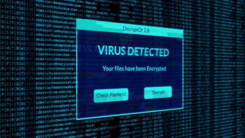 Virus Detected Notification and check payment for decrypt system files Stock Footage 200937112