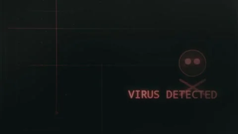 Virus Detected warning and a stylized skull icon Stock Footage 333830559