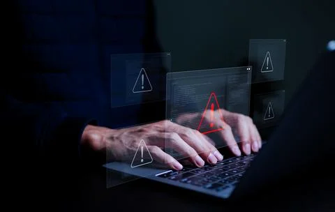 Virus detected warning, Computer bugs, Software bug. Stock Photos