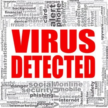 Virus detected word cloud Stock Illustration
