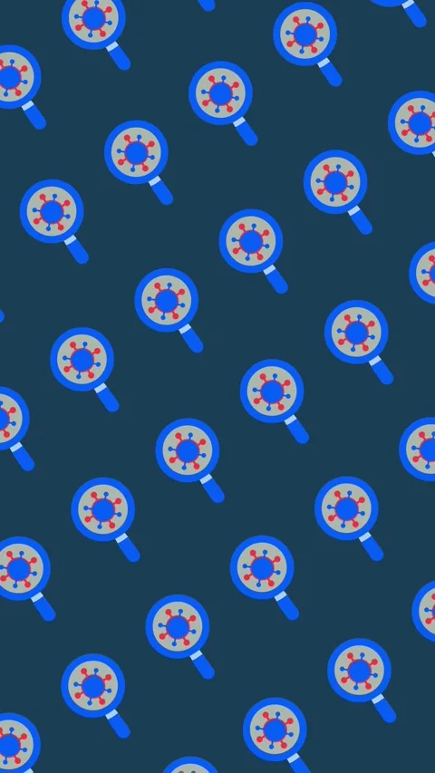 Virus detection magnifying glass pattern with vertical backdrop, seamless loupe Stock Footage 335259760