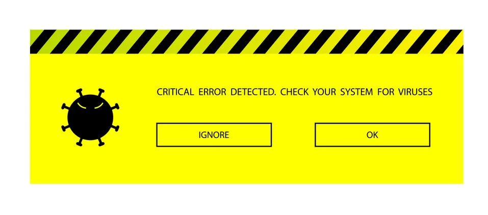 Virus detection message, critical system error. Malware protection Stock Illustration