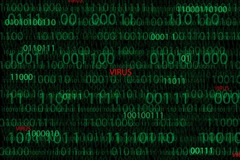 Virus on digital binary code data Stockillustratie