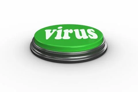 Virus on digitally generated green push button Stock Illustration