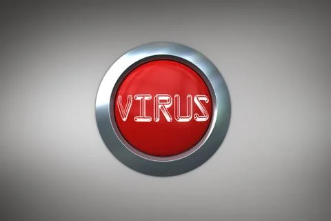 Virus on digitally generated red push button Stock Illustration