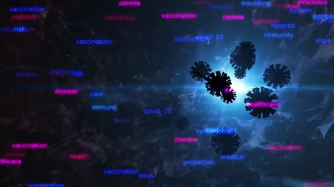Virus disease corona word cloud dark animation Stock Footage 337240592