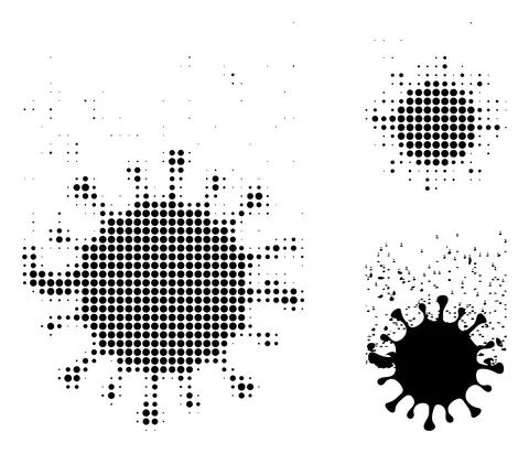 Virus Dissipation Halftone Dotted Icon Illustrazione stock