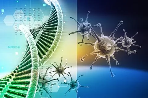 Virus with dna stucture Stock Illustration