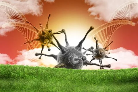 Virus with dna stucture Illustrazione stock