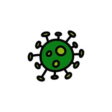 Virus doodle icon, vector color line illustration Stock Illustration