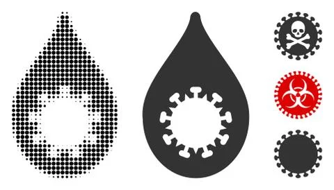 Virus Drop Halftone and Solid Icon Stockillustratie